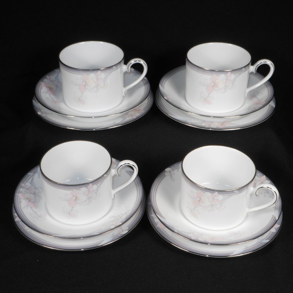 4 beautiful trio sets. Noritake 3788 Evening Mood